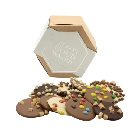 Hexagon cadeau doosje "Jij bent goud waard"