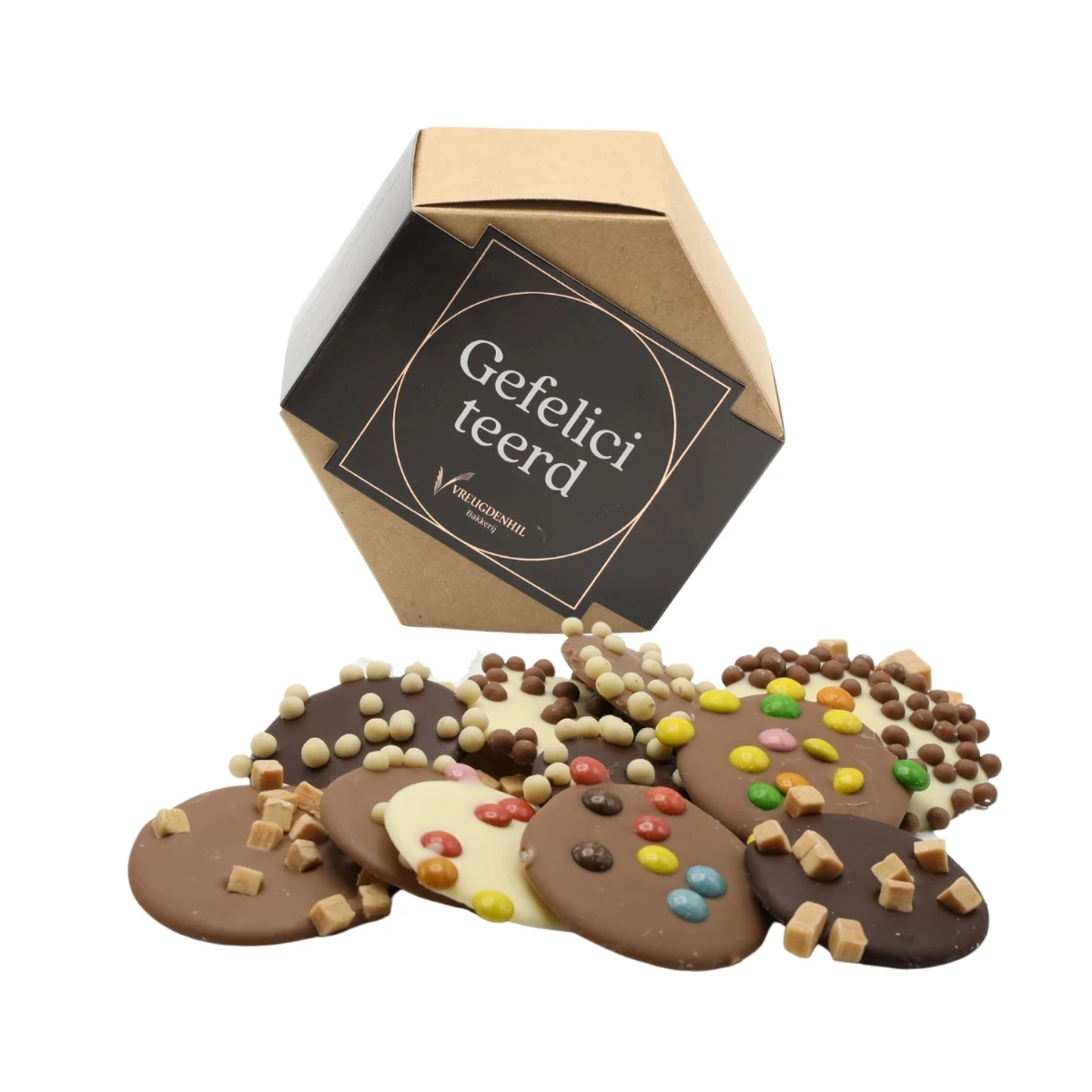 Hexagon cadeau doosje "Gefeliciteerd"